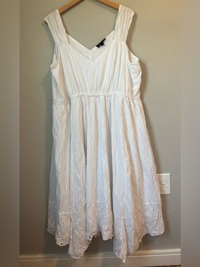 Lane Bryant White Eyelet Sleeveless Midi Dress